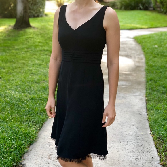 Dresses & Skirts - Black Knee-high Cocktail Dress w/ Lace Trim